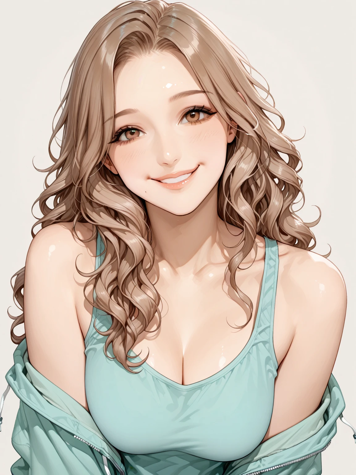 araffe woman with long brown hair wearing a dress and earrings, cindy avelino, ruan jia beautiful!, 2 7 years old, cute seductive smile, portrait of modern darna, painting, pastel, illustration, 2 8 years old, with a seductive smile, joy ang, hi-res scan, hi - res scan, official photos, 2 3 years old, jaw-dropping beauty, accurate hands, perfect ratio four fingers one thumb.