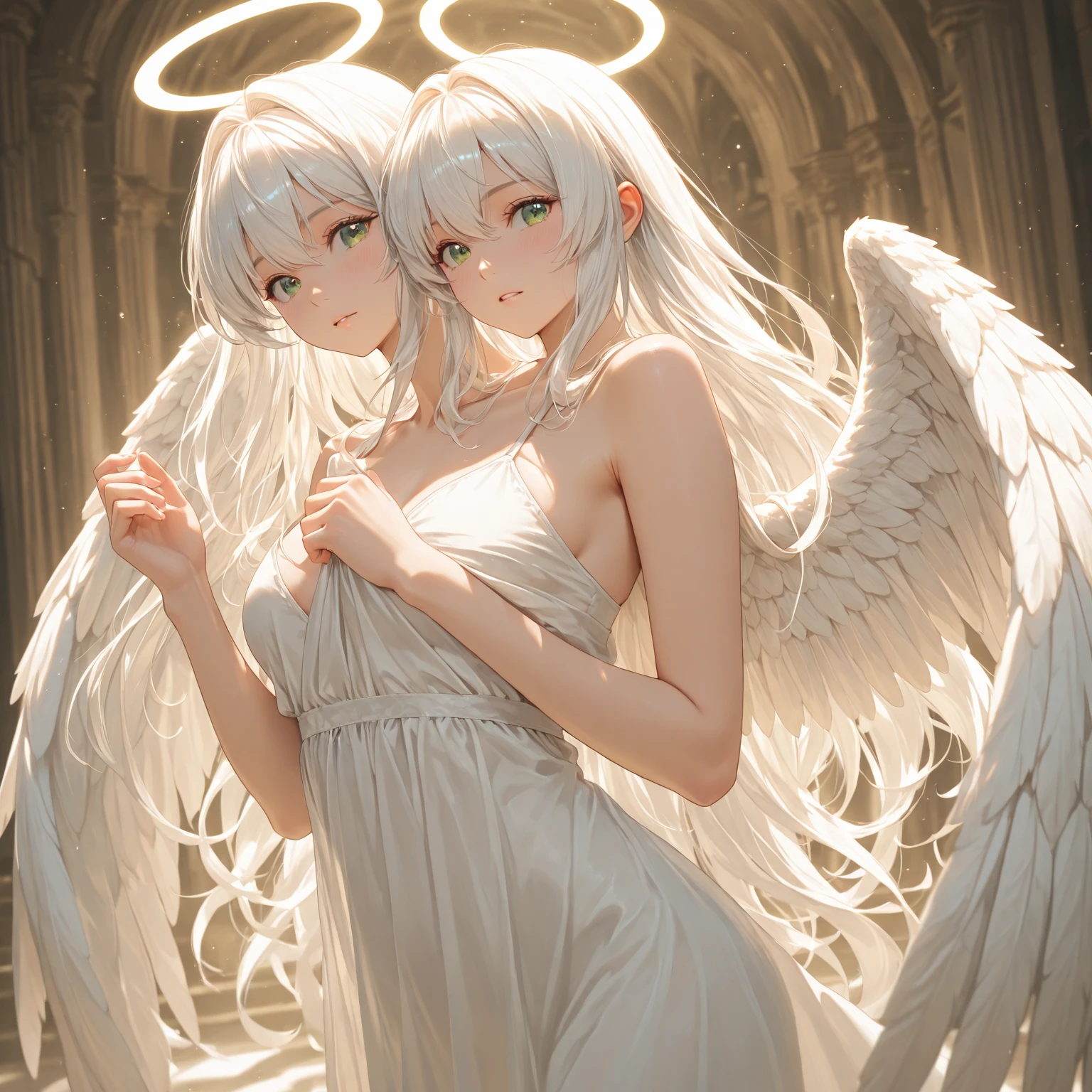 Exquisite facial features,The expressions of the two faces are detailed,A holiness,One demon
