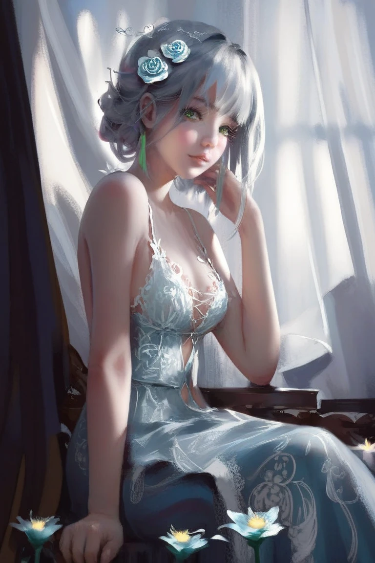 a beautiful woman in a sexy pajama, graceful figure, coy, office, couch, random ethereal movements, facing the camera, creative, first love, best quality, 4k, 8k, highres, masterpiece:1.2, ultra-detailed, realistic, photorealistic, photo-realistic:1.37, HDR, UHD, studio lighting, ultra-fine painting, sharp focus, physically-based rendering, extreme detail description, professional, vivid colors, bokeh, portrait