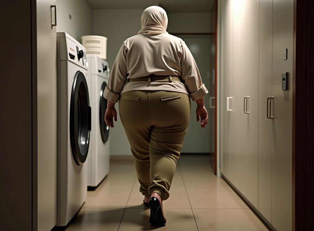 I dreamed my girlfriend, and she was fat like obease. She wears Somali "Long Dirac" and stands behind machines washer

Make her shorter
Her color tone is brown light 
