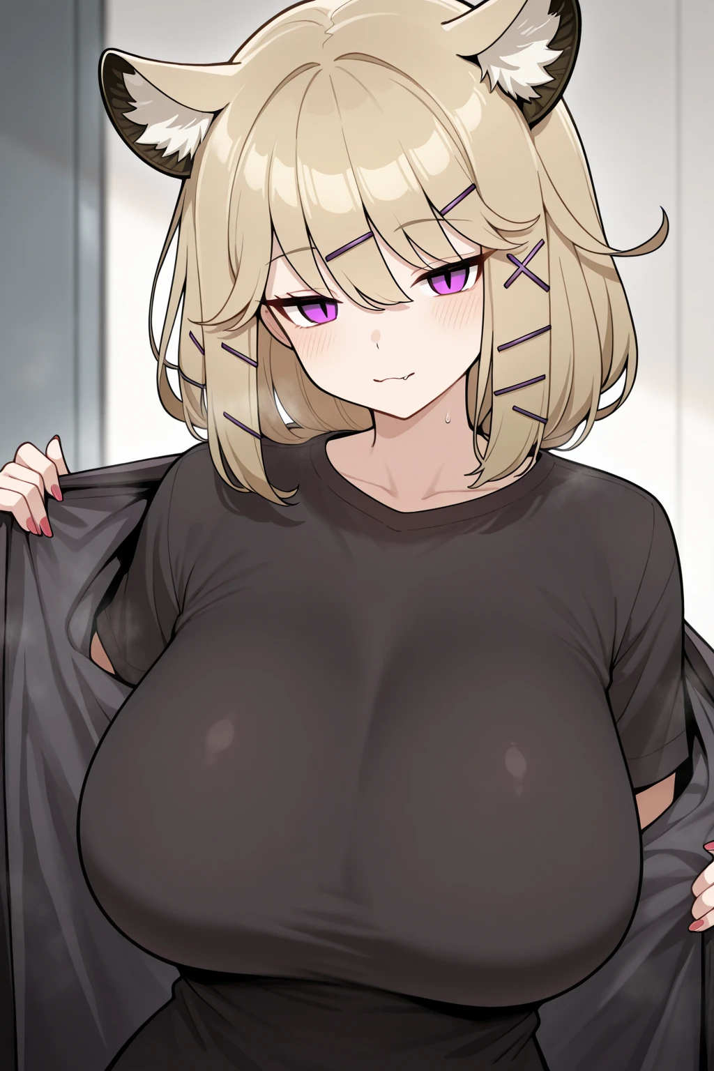 masterpiece, best quality, ultra-detailed, Potrait of beautiful , (chubby), (plump), (sexly), (Breasts), (Plump), (overweight), (Blonde), ((Saggy breasts)), (yellow eyes), (toga himiko), (naked), (cleavage), (areola)