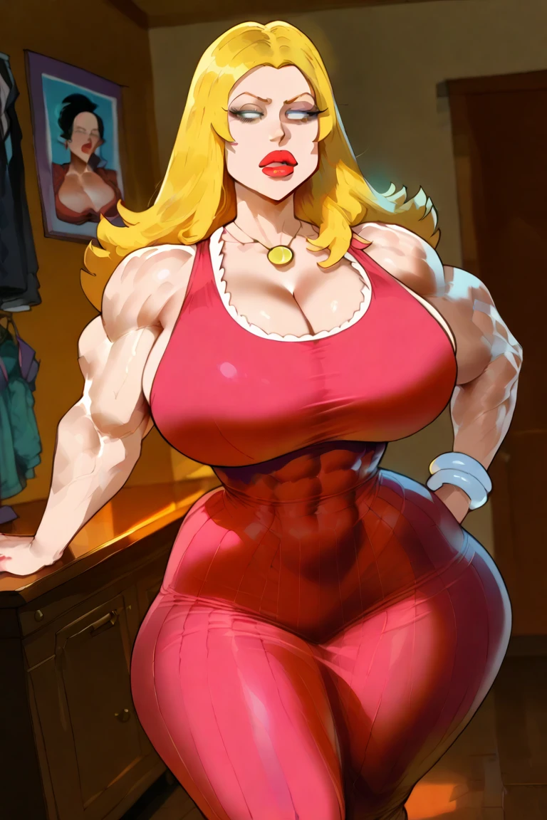 Scarlett Johansson, Masterpiece, ((8 0 s art style:1.4)), ((330 lb)), the beauty of a goddess, enhancer image, ultra-detailed face, ((front view)), provocative pose, blonde, ((braid)), caucasian, ((sex seductive look)), ((waitress blue outfit)), (waitress hat), ((white apron)). ((sit)), ((legs spread)), ((glossy skin)), ((oiled skin)), ((smiling)), ((MASSIVE MUSCLES)), ((RIPPED)), stunning, smooth, ((eyeliner)), (curvy:1.5), simetric, ((wide hips)), ((hourglass waist)), perfect proportions, red lips, ultra realistic, thick, cinematic light, ((diner background)), ((perfect eyes)), ((pubic hair)), ((amazing pussy)), blue eyes, ((massive lips))