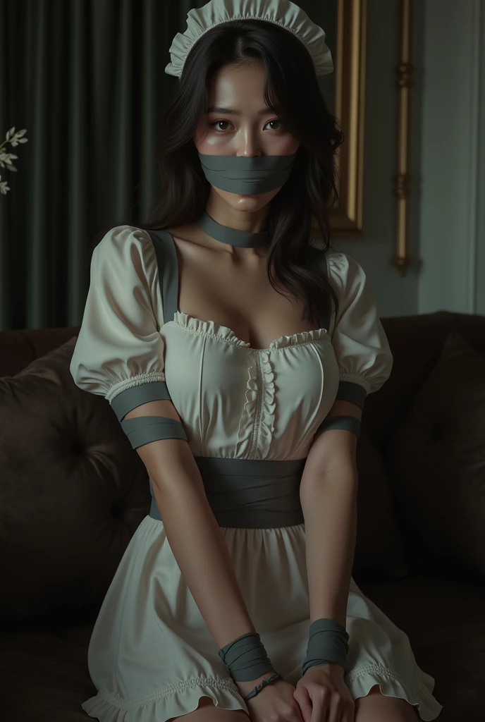 high high quality,A high resolution,masterpiece,8K,(Hyperrealistic photos),(Portrait),digital photography,(Reality:1.4),20-year-old girl,exquisite facial features,green and blue pupils,((Women in the workplace)),Random hairstylelack color hair),Big breasts,(Suit,Workplace attire,black necktie),Keep your mouth shut,scowling,Cold and serious,extremely detailed expression,realistic detail,Light magic,Photo pose,oc render reflection texture