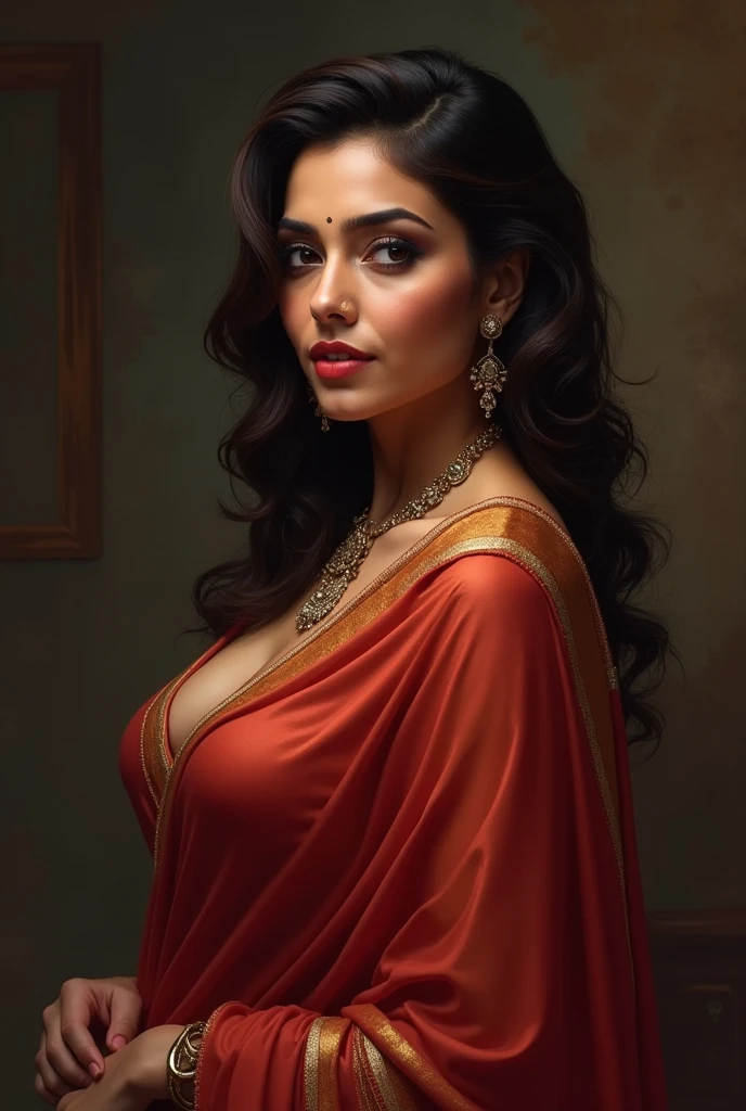a beautiful busty pakistani college professor, detailed facial features, intricate traditional pakistani dress, sensual pose, dramatic lighting, cinematic, highly detailed, hyper realistic, photorealistic, 8k, unreal engine, masterpiece, elegant, classy, seductive