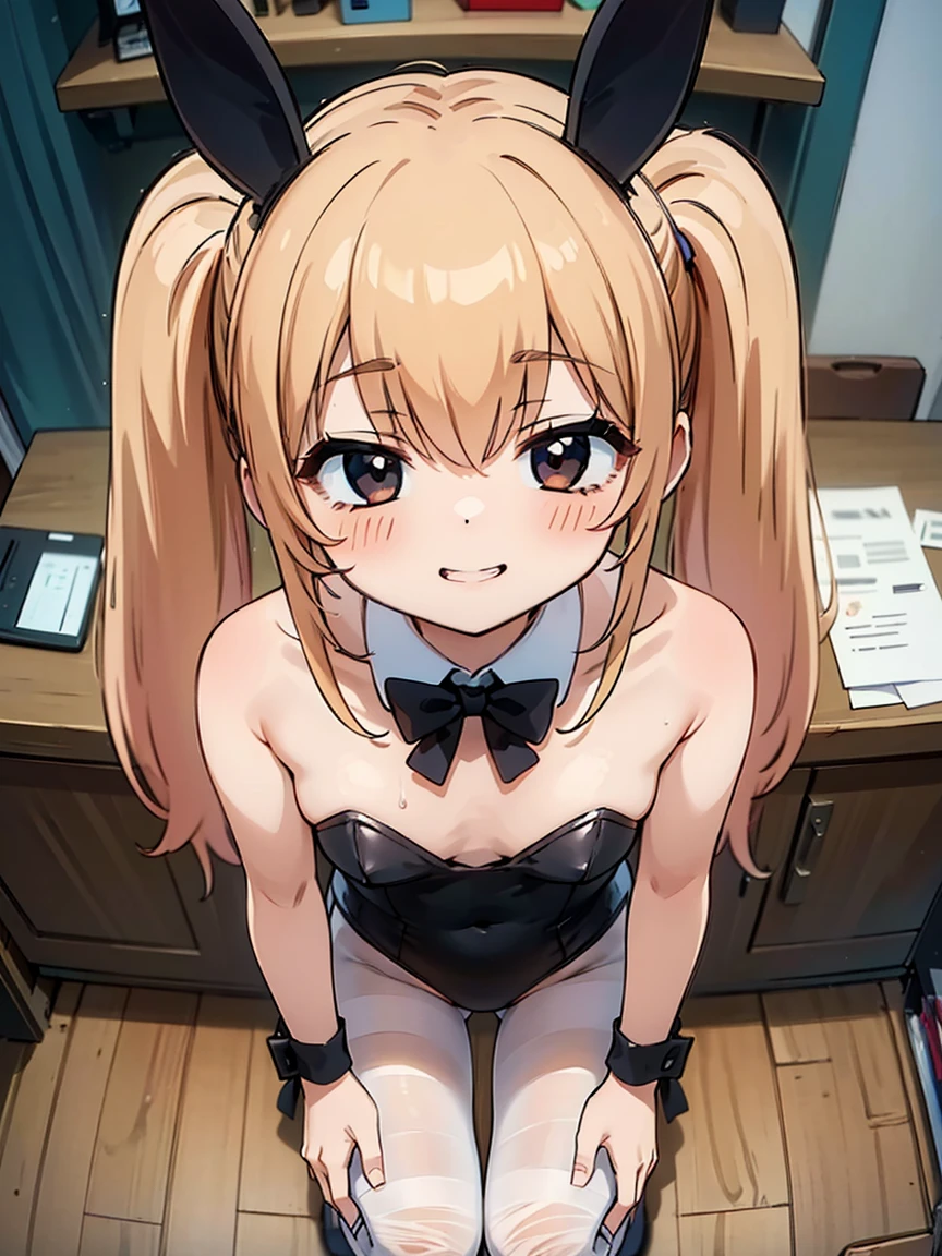 anime, beautiful face, highly detailed face, 2 accurate legs detailed eyes, highly detailed background, perfect lighting, accurate arms, beautiful blonde hair, accurate hands, accurate fingers, full body, 1girl, solo, ruby hoshino, oshi no ko, indoors, detailed heels, black heels, detailed thighhighs, absurdres, high res, ultrasharp, 8K, masterpiece, looking at viewer, teasing smile, clubbing, in a nightclub, nightclub outfit, riding on the floor, on all fours, (cowgirl position:1.2), leaning forward, pencil skirt
