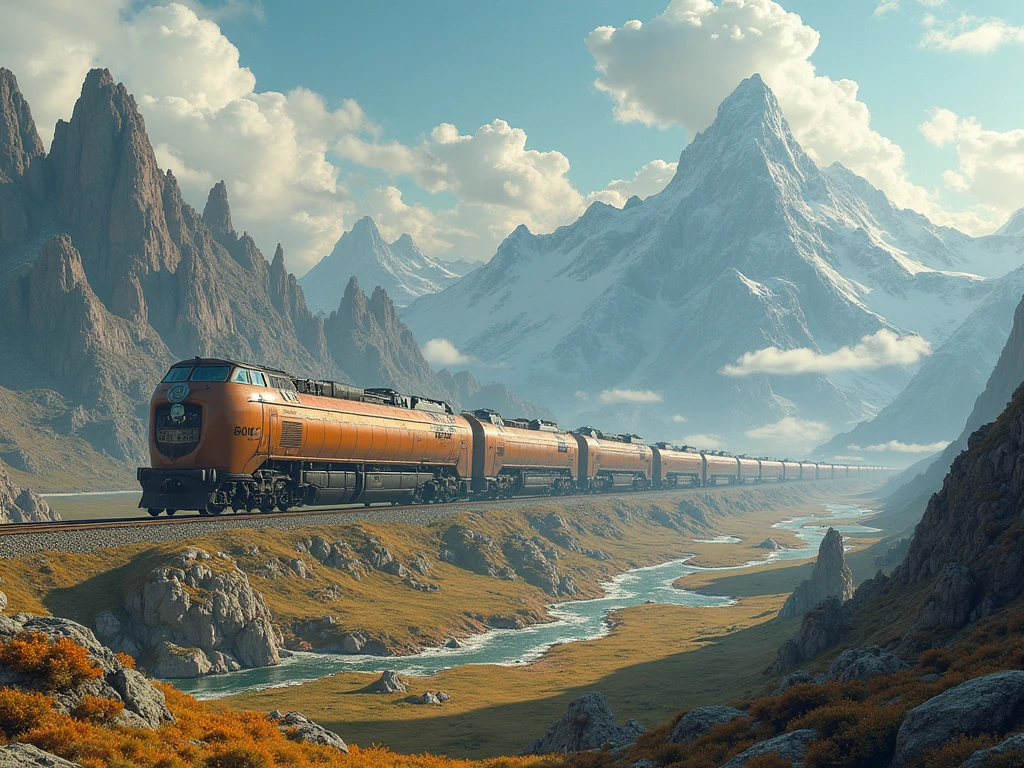 A giant sci-fi nuclear powered cargo train the size of skyscrapers ...