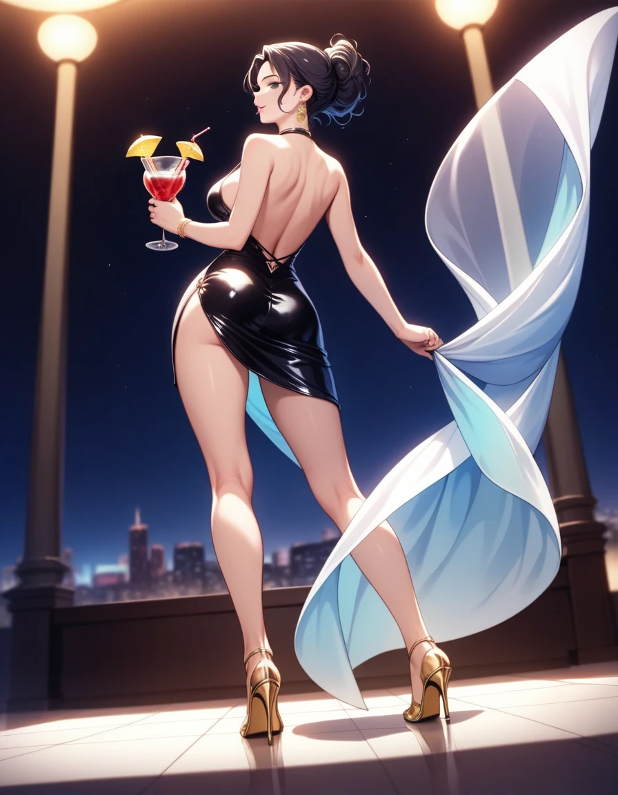 (masutepiece, Best Quality:1.5), (Blue-violet theme:1.2), (fine lines, Particle:1.6), Upper body, 8K, absurderes, tight outfit, close up of face, thighs thighs thighs thighs, Delicate girl, Violet crop top, Sleeveless, Violet skirt, Cinch West, From below, arching back down, Shiny skin, (Colossal tits, Standing, Looking at Viewer, zora々Right, Teen, Pixie Short Hairstyles, Cream yellow hair, shorth hair, Black skin, digital anime:0.8), (Edge lighting, highest details, ighly detailed, ultra-detailliert, finely detail:0.8), [:Detailed face and eyes:10], (Lesh pink eyes:1.2), Simple background, (City at night with a dull bluish tint:1.5), (a sultry:1.6), Race Queen, Night Circuit, Racing Courses, Large crowds, Spectators, Fireworks Unreal Engine 5 Realistic Rendering, cosplayer, Random Posing, Race Queen、Uniform with logo、 Exquisite beauty、Beautiful face, Body shape of slim model, Colossal tits, shiny, wet shiny body, short white hair, dark brown skin, neons、Large crowds、audience、Forming an emperor、Drag racing、Midsommar Racing Circuit、racing car、Lower grade、crowd、spectators、
