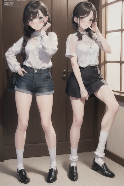 Thigh-length hair、Depicted from head to foot、