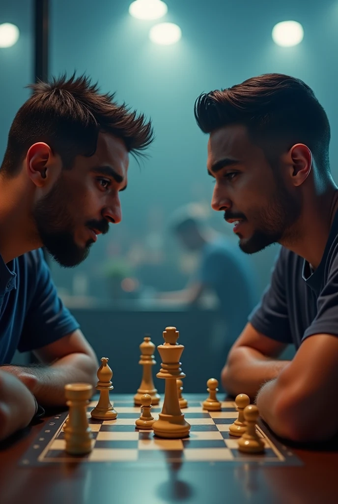 Create a didactic image related to the futsal court and chess
