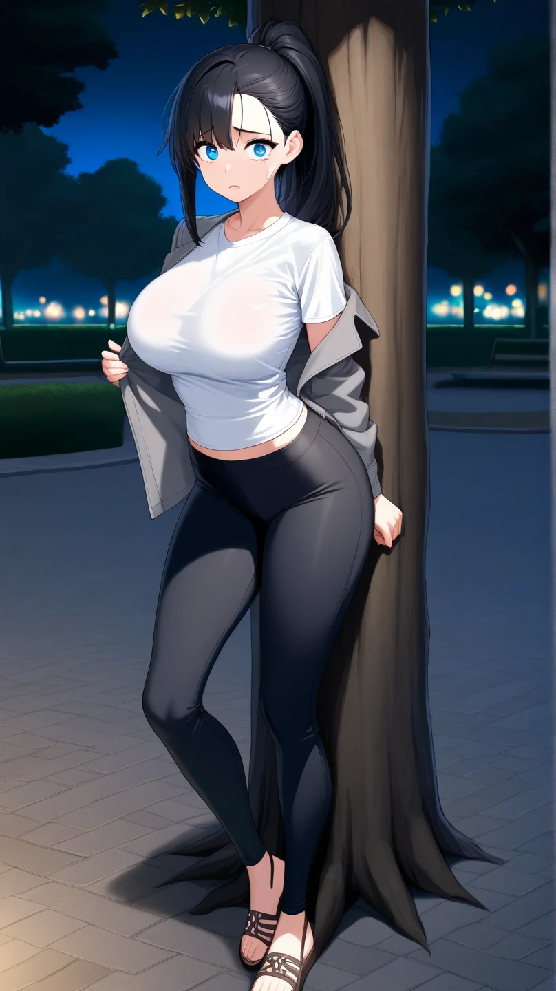 ((masterpiece)), ((highest quality)), (ultra high resolution,8K),(Ultra high fine mesh,4K), (Highly detailed CG integrated 8k wallpaper), (perfect anatomy,anatomically accurate), (soft lighting, rendering), cowboy shot, (Cute high school girl having fun walking in the park), High-definition beauty face, (high heels), ((Sexy lingerie)), (Wear a gray hoodie), (Crisp double eyelids), (fascinating expression),(large breasts:1.5), (soft skin), (It's photorealistic), (glowing skin), (colorful hair), 35mm f/1.8, Captured with Sony FE GM, (dynamic composition), professional photography techniques