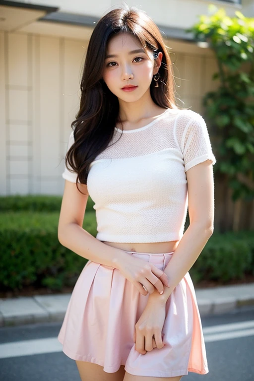 ighly detailed、masterpiece、top-quality、Ultra-high decomposition energy A、8K High Resolution、Photogenic clarity、A detailed eye、Gradation、perfect anatomy body proportions ,hard disk、nffsw、Nikon Z9 80mm Lens , masutepiece、Model Standing、light blue and light pink lace pants、White tight tank top、The dress is made of white lace material(((Show me all my panties)))、(((The skirt is definitely worn)))、(((Lift skirt hem)))、panties focus、too bright natural light、Sunshine、Detailed lace panty pattern、Ordinary panties、(((while standing, Lift your skirt to show your panties to the camera)))、(((Lift the skirt bigger and bigger,、Show your panties to the camera)))、Very slim body G cup、Body type of slender model、Beautiful posture、Beautiful 16 year old Caucasian adult female、Looking at the camera、Sparkling blue eyes、Shiny lips with lip gloss、