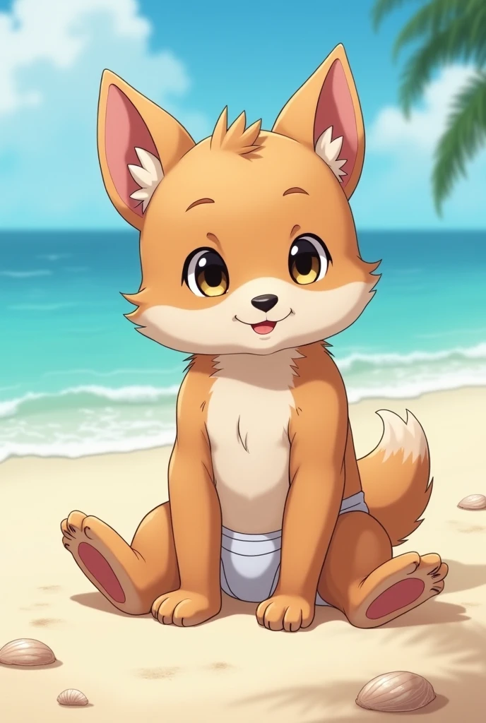 hairy girl, young, Shibainu，, Yellow Eyes, Small breasts, Detailed body fur, , masterpiece, Anime Style, Two-tone body fur, brown body fur, clear brown body fur, Shiba Inu， tail, Detailed face,  Fine grain, Detailed body,  Beach, sunny, Fine hand, Shining Body, Shiny body,  Embarrassed face,  :3, foot hits three toes,Completely naked，Completely nakedのまま，Naked，Lift both legs up，Please turn your crotch towards me，Pussy，おPussy，Pussy line，Embarrassed expression，humiliation，，Lots of characters around，Close your eyes，