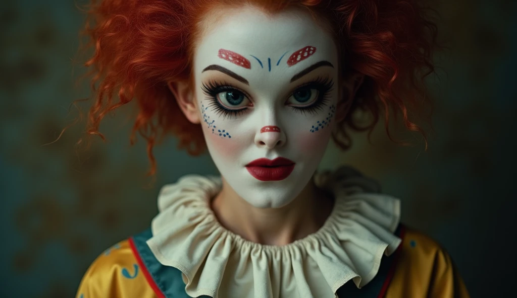 Haunted Circus Mirror	 An image featuring an evil clown's reflection in a cracked and distorted circus mirror, distorting their appearance and creating an unsettling and surreal visual, Ultra realism, color field printing, high detail, UHD, 8k, anatomically correct, cinematic lighting 4d quality --auto