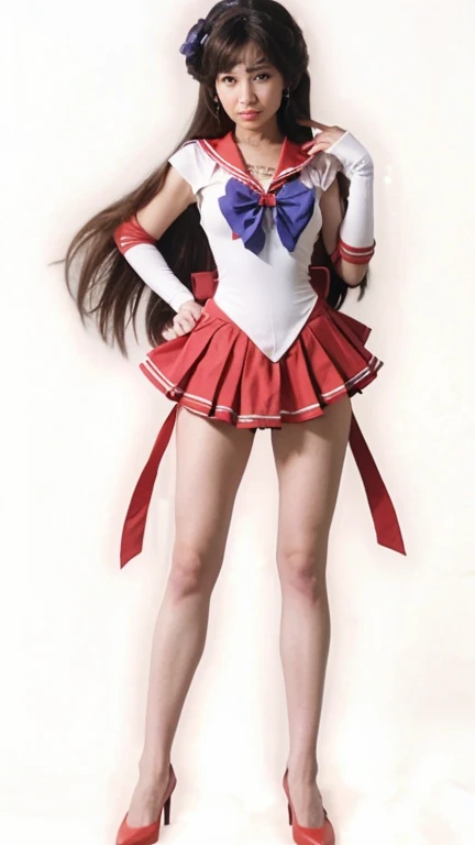 ((masterpiece)),(((Highest quality))),((Character design sheet)),Thin thighs,Long legs,((Alice in Wonderland, wearing a large ribbon on your head,,, Knee-high socks, White panties, loafers))、15-year-old girl、(Raise your arms、Please show me your armpits:1.2)、(Droopy eyes:1.2), (Very slim:1.4)、Tight waist、Long legs、Browsing Caution、Big round eyes
