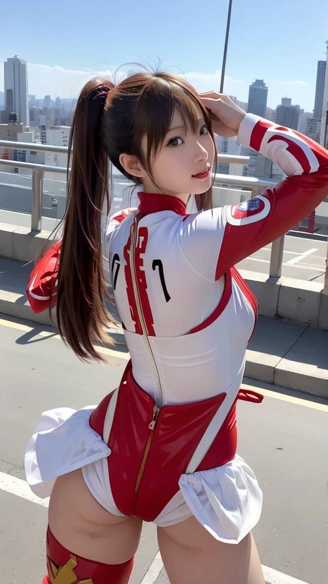 ((masterpiece)), ((highest quality)), (Super detailed), ((very detailed)), 4k, (8k), highest quality, (beautiful), shape, anime style, genuineistic, genuine, (((whole body))), thick outline, clear outline, whole bodyの集中力, at the park, (two girls, two cute girls), (The costume of the squadron heroine),beautiful金髪, beautiful brown eyes, ((beautiful eyes)), short hair, big breasts, light smile, (Sentai heroine pose:1.5), shiny, shine