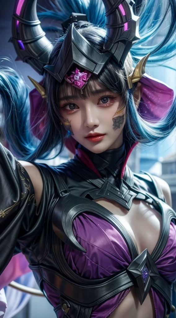 realistic,( photo-realistic), ultra hires, (masterpiece, top quality, best quality, official art, beautiful, raw photo, (high detailed skin:1.3), detailed woman, kafka, purple eyes, purple hair, long eyelashes, delicated eyebrows, fluffy, beautiful lips, high detailed eyes, ((big breasts: 1.2))