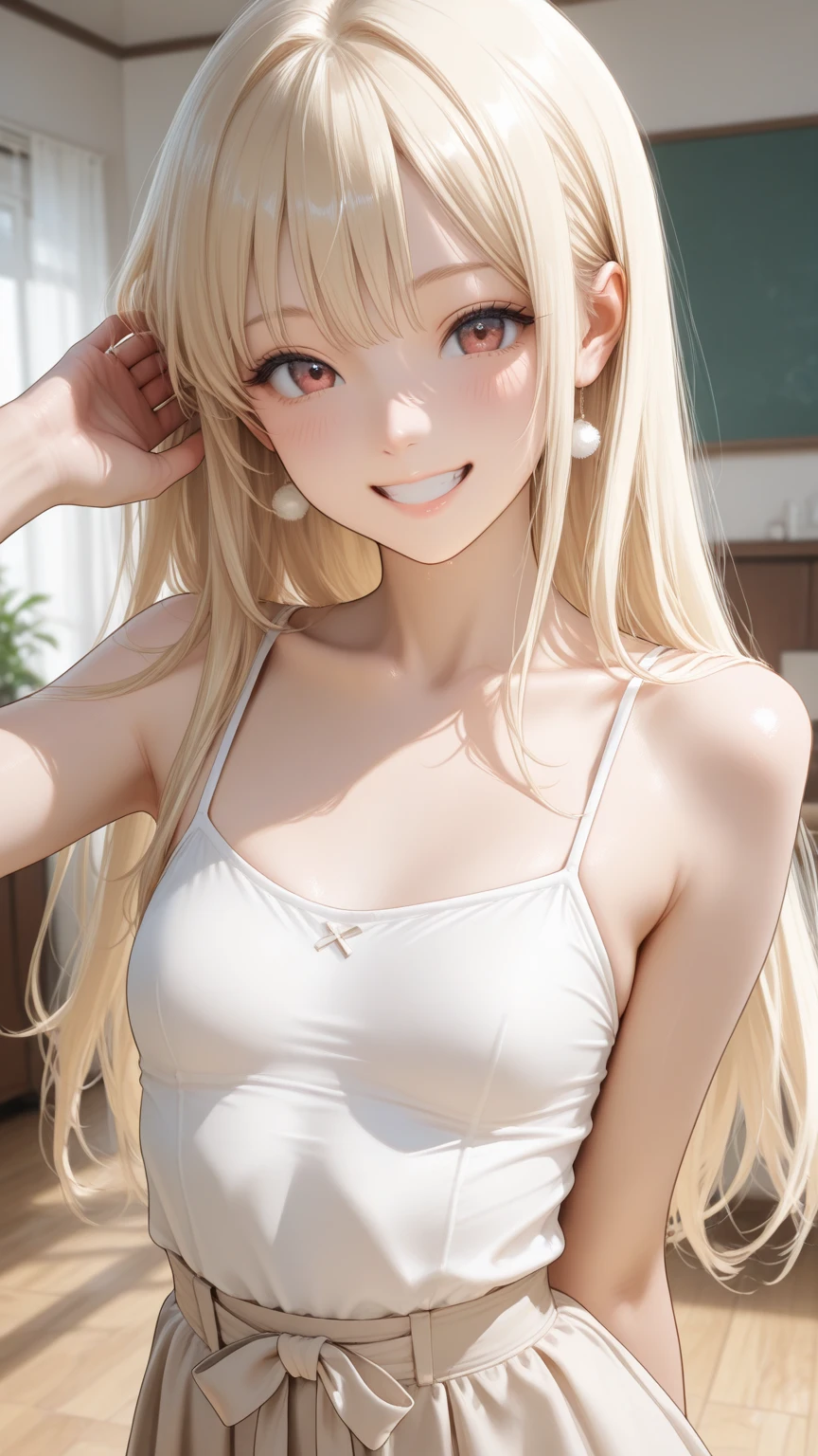 best quality,((big breasts)),,(),((cute)),((little girl)),bikini,upper body,blonde long hair,evil smile,,((vulgarity)),