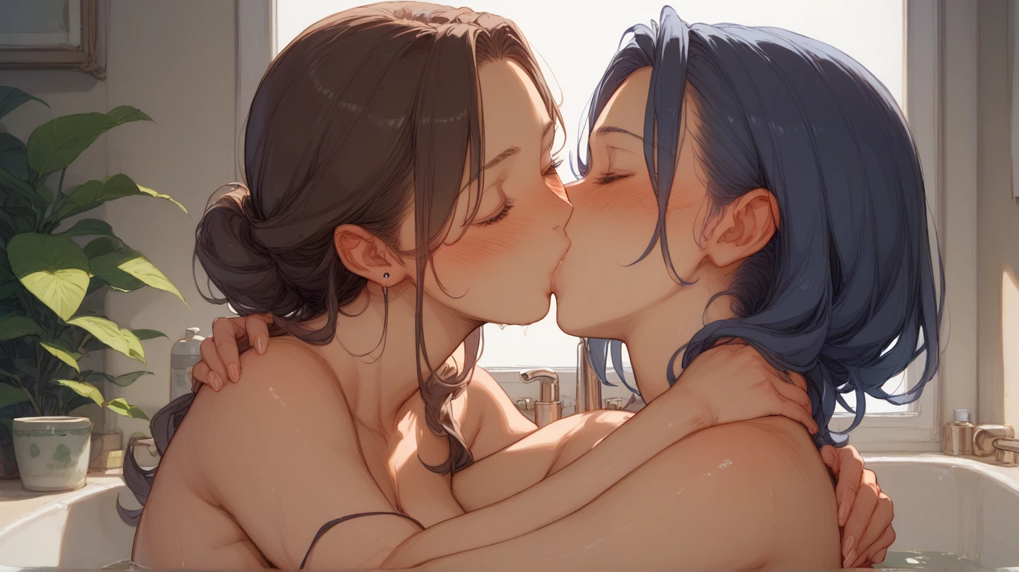Browsing Caution,(Petite),(Two daughters of the same man),((Penis in the crotch)),(((Nipple licking))),2 blondes with low twintails,lips,Sweat,White Breath,Ecstasy face,Naughty sound effects,((2 frames))