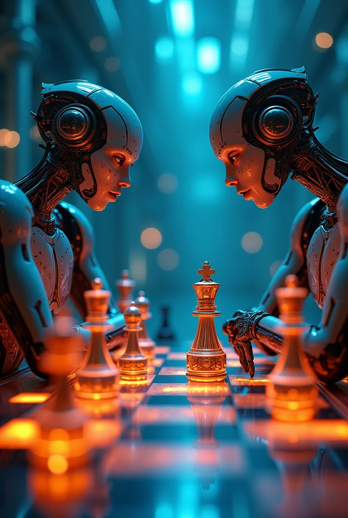 Two humanoid beings with snake heads playing chess --auto