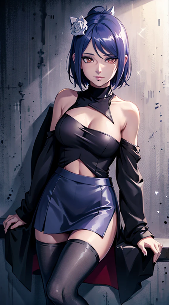 (melhor qualidade), (obra-prima), (ultra-detalhado: 1.2), (Fotorrealista: 1.1), (alto), 1,(ferida:1.1),(sangue:1.1), a mulher \(Naruto\), (biquini akatsuki:1.1), labrete piercing, (papel:1.2), ripples, rodopiando, rainbow art, corpo inteiro, sensual, corpo perfeito, sensual detalhes, vista de cima, , bra,