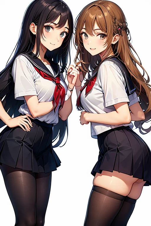 Two High School Girls、seductive smile、nsfw、cameltoe