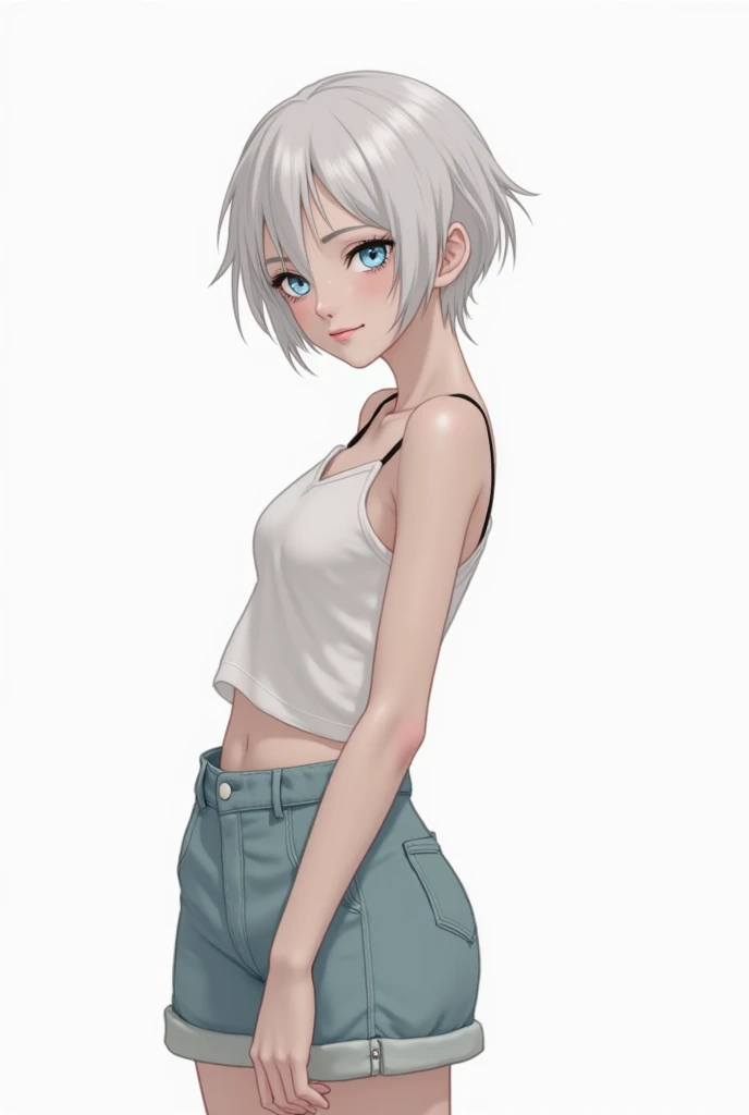 Cool woman,Sharp,boyish,The forehead is visible,Married Woman,whole body,Character portrait,Short Hair,Short Hair,Very Short Hair,slender,Slender,Wet,Tucked up,nude,pants,underwear