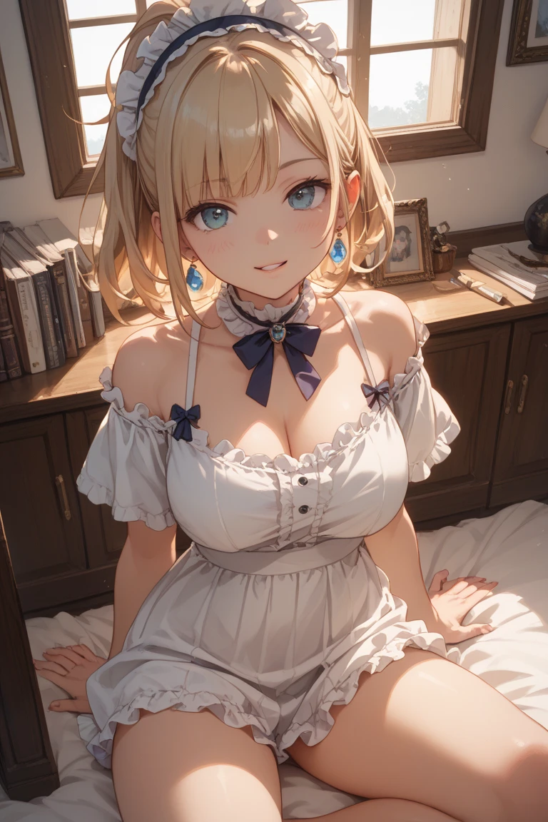 highest quality、All limbs、full finger、Slender beauty、straight hair、brown hair、Dereste、green, white and purple idol costume、high socks、beautiful big breasts、live stage、big smile、((tits、nipple、no panties、live stageで性的誘惑してる、I'm inviting you to have sex))、Love juice dripping from the pussy