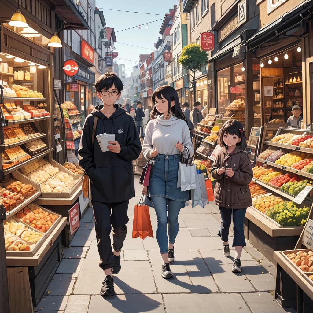 (Realistis:1.4)the street,cyber punk perssonage,8K,top down shot,wide wide shot,Two people stood outside the store with bags, krenz cushart and wenjun lin, atey ghailan 8 k, in style of atey ghailan, tokyo anime anime scene, inspired by Liam Wong, by Atey Ghailan, Inspired by Atey ghailan, drawn in anime painter studio
