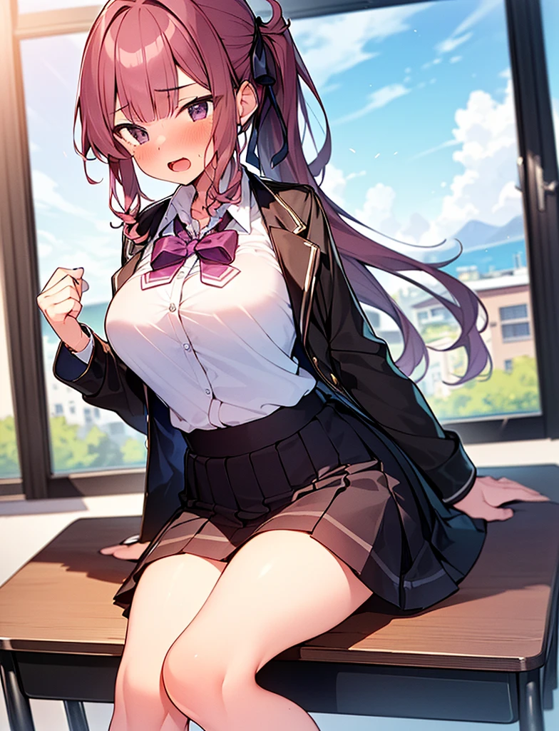 ​masterpiece, top-quality, 1girl in, 独奏, long_hair, up looking_で_viewer, bangss, skirt by the, The shirt, Black_hair, long_sleeves, the bow, bow ribbon, Twin-tailed, hair_Bow, heart mark, panthyhose, frilld, shoe, a choker, blunt_Bangs, Black_Skirt, Pink_Eyes, The halo, frilld_Skirt, Pink_Bow, fishnet tights,Pink_Shirt, Fishnet_pantyhose, tw_Footwear, Pink_theme, pill, jirai_kei, pink back ground,1girl in, (:1.4), pov hand, head grab, kitagawa marin, Teary eyes, ( In the mouth), crass room, masutepiece, Best Quality, Highly detailed, (NSFW:1.5)