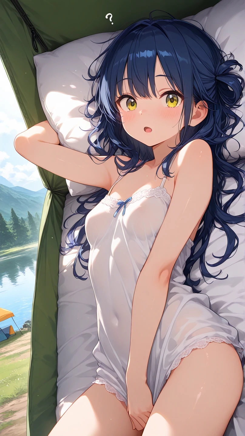 masterpiece, highest quality, Illustrations for novels, High resolution, 18+ Adult content, Sensual, Intimate, Emotional, Passionate, romantic, sweet, Adorable, Innocent, Pure, Fascinating, Fascinating, attractive, Mysterious, Fascinating, Fascinating, Immersive, Fascinating, dream-like, , ((Cowboy Shot)),(((A woman camping under a starry sky)).