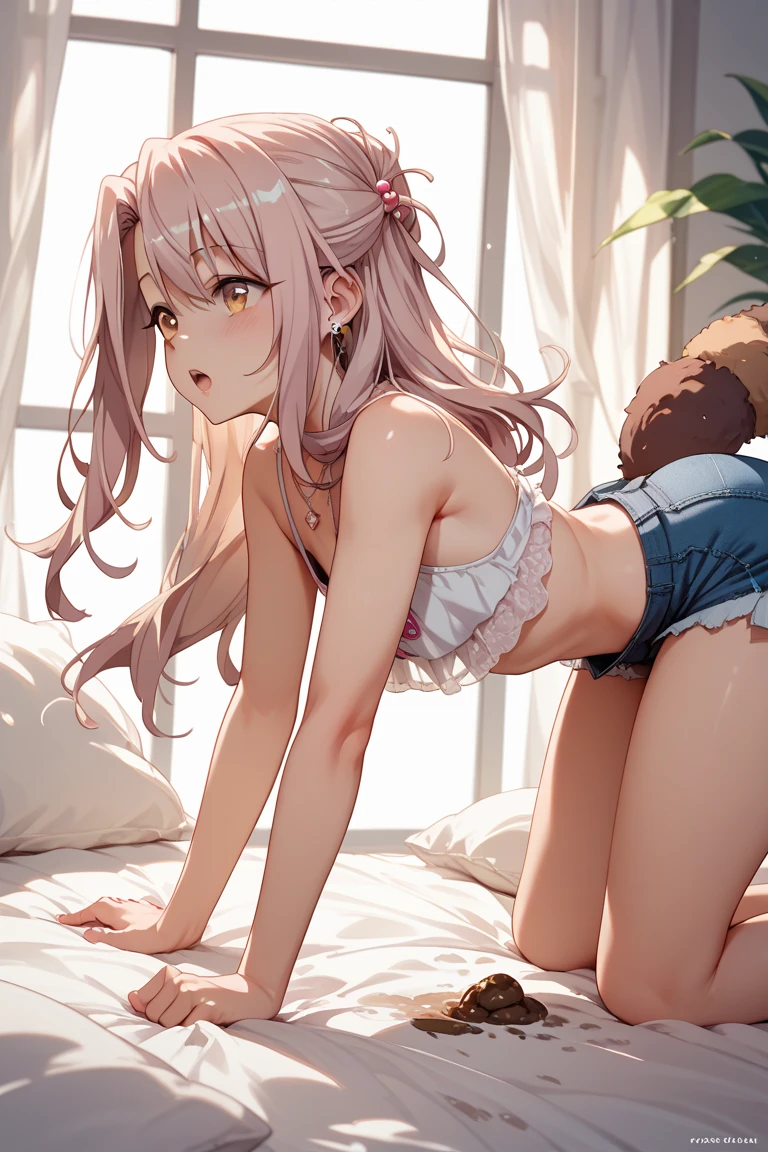 {{{masterpiece}}},{{{best quality}}}, tentacle,, panties around one leg, partially unbuttoned, ass visible through thighs, surrounded, multiple others, exhibitionism, audience, background characters, crowd, public humiliation,{{watercolor_（medium）}},{girl},{{solo}}, Loli, ahoge, cat ears, medium breasts, small breasts, one breast out,{{{spread legs}}},{{leg hold}}, --auto