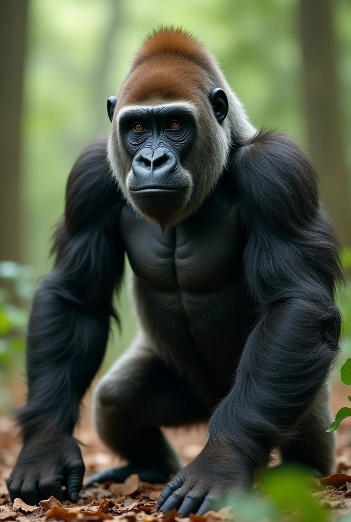 "Por favor, create a deep video_noise compensation depicting a robust and imposing gorilla in the forest. The gorilla should be shown beating its chest in a dominant manner and walking with a firm step and a serious expression. He should appear powerful and confident in his natural environment, with a posture that conveys strength and tranquility at the same time. The surrounding environment must be a dense and lush forest, with tall trees and abundant foliage surrounding the gorilla."

Quality and Resolution:
"Por favor, ensure video is produced in ultra HD resolution to capture every detail of the gorilla and surrounding environment with clarity and precision. The visual quality must be exceptional to highlight the gorilla&#39;Physical characteristics, such as the movement of muscles and the texture of the fur, as well as the details of the leaves, branches and natural lights in the forest."

Outros detalhes:
"If possible, add subtle lighting variations that occur naturally in the forest, highlighting the contrast between shaded and sunlit areas. The main focus should be the gorilla and its majestic presence in the wild.