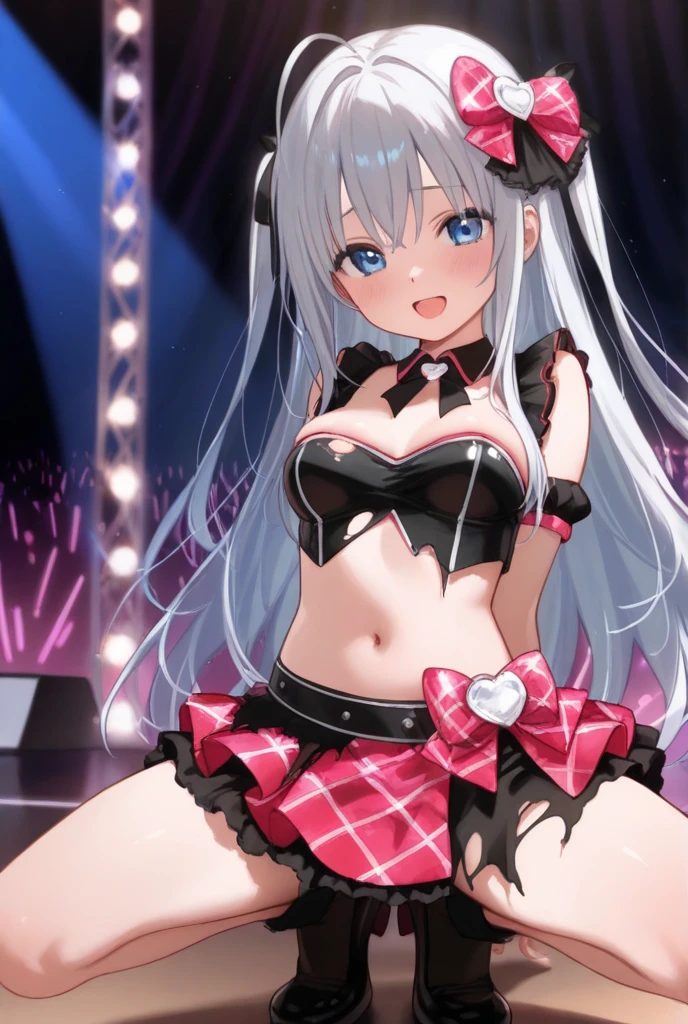 Highest quality,masterpiece,Idol,Live Stage,Radical Slingshot Swimsuit,Small live music venue,I can see your pussy