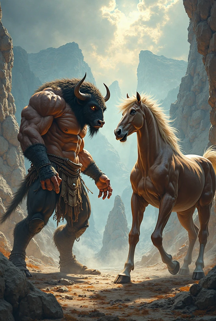 Sexy anthro furry bovine male, gay, kinky, sexy furry ancient desert tribal warior, headband shaggy shag hairs, worn out skimpy armament, low on hips heavy leather belt, old worn skimpy dirty white linen jockstrap, white linen jockstrap with brown stains from old sperm cum, studded skimpy armlets rusty breastplate armor, leather bondages, fingerless leather gloves, smelly unwashed fur, fluffy fur on intimate places, repulsive dangerous agressive sight,  he is fucking with other smae looking furry warrior, his hard dick is inside ass of other warrior, knelling on all fours from behind position, gay sex, cum cumshoot, legs wie open,  orgasm, side view, dark war ancient desert tribal fortrees 