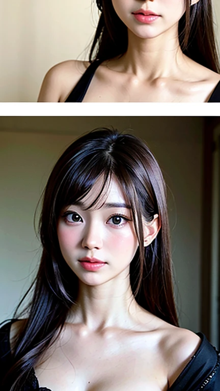 1 girl, Japanese, 18yo, Asymmetrical chest, breasts of different sizes on the right and left,, breasts with different shapes on the right and left,, topless