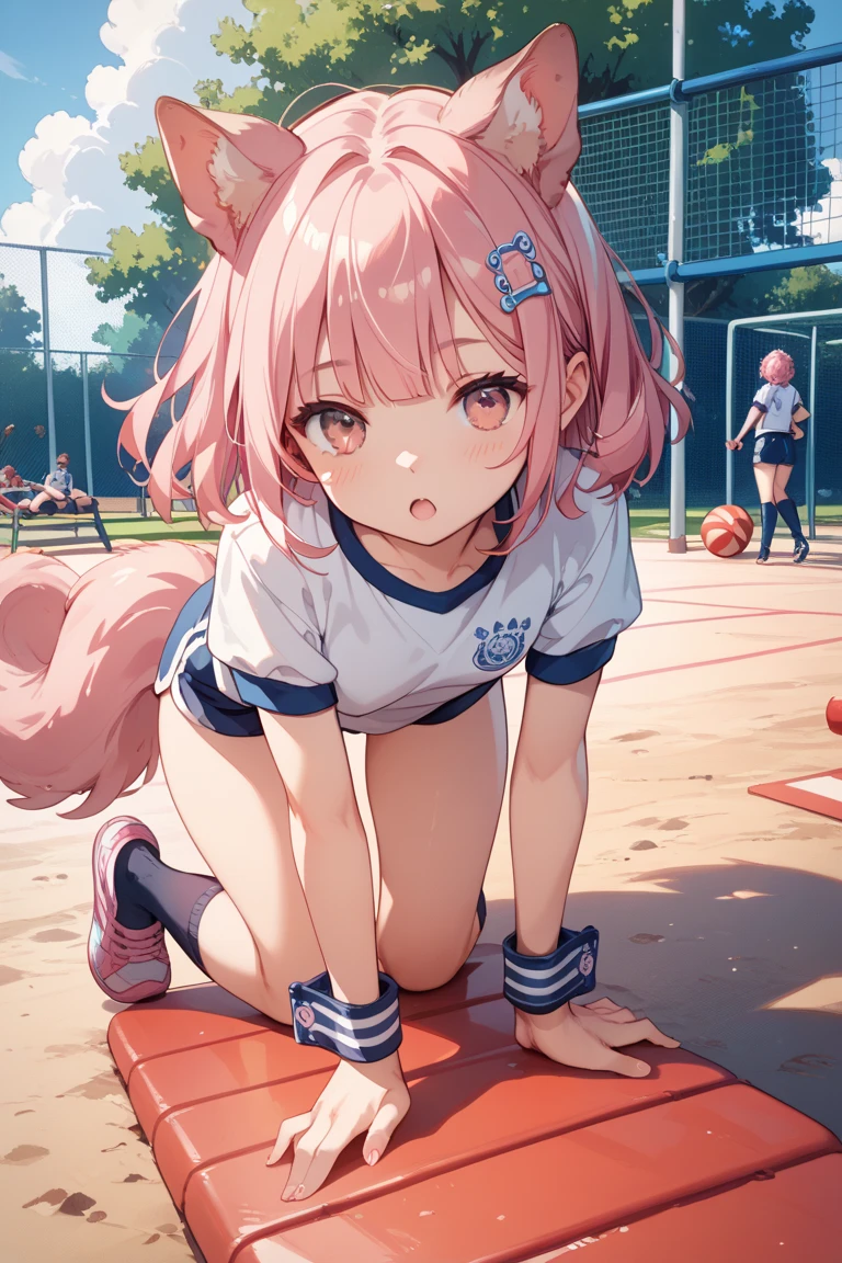 tmasterpiece,high high quality,Teenage girl,girl,Fencing sportswear,Sports warehouse,Very shy,fart,lies on the ground,with her hips raised,fart a lot