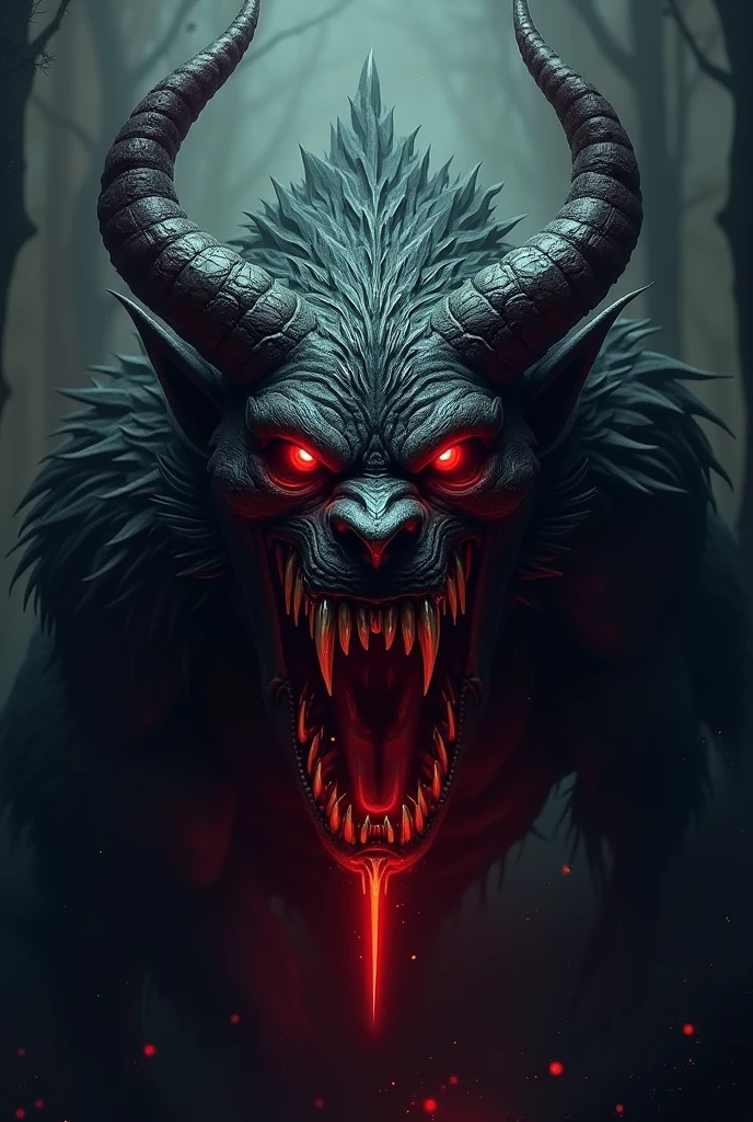 Yokai monster boasting crimson red eyes, enveloped in a red demonic aura, captured in a full HD 4K ultra-realistic portrait, detailed texture showing off its menacing form, immersive atmosphere, high-definition shadow play, digital painting. quero um montro diferente do outro e deixe a imagem mais escura e obscura