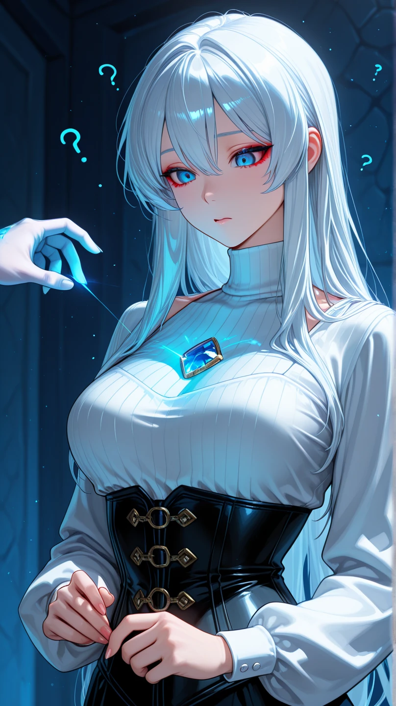 Adult woman, Short blue hair, blue eyes, big breastes, pale skin, Ice Crown, ice dress, Cold, emotionless look, blue lipstick, Masterpiece, hiquality