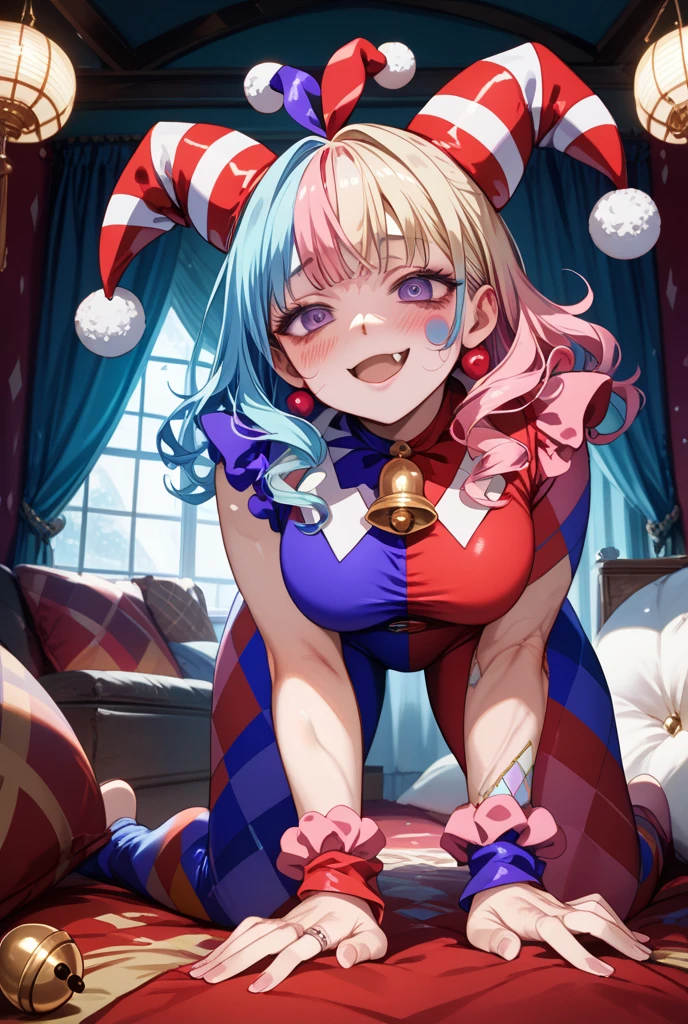 (best quality:1.3), (4k quality), Nobara Kugisaki von Jujutsu no Kaisen, Happy, zuversichtlich, Blick auf den Betrachter, (big ), (( Haare schneiden )), ((Blauer Himmel)), (((Weihnachtsoutfit, Weihnachtsmann)))