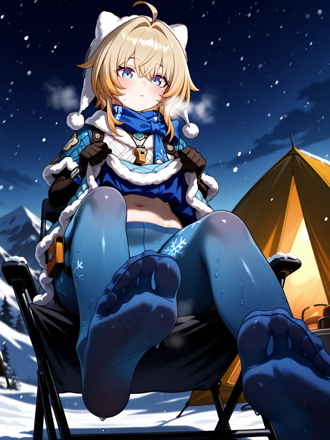 (masterpiece, Highest quality:1.2), alone, One girl, Gusbridget, smile, View your viewers, Hooded jacket, Long sleeve, Black gloves, Fingerless gloves, skirt, (Prone:1.5), Riverbank, (Lewd expression:1.3)