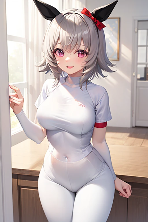 masterpiece, best quality,anime style, 1 girl,(((slender body))), (((small eyes,small breast))),(((cheerleader uniform))), (beautiful face), (((short hair))), (((straight hair))), ((((silver hair)))),detailed beautiful skin, (perfect hands, perfect anatomy),scream