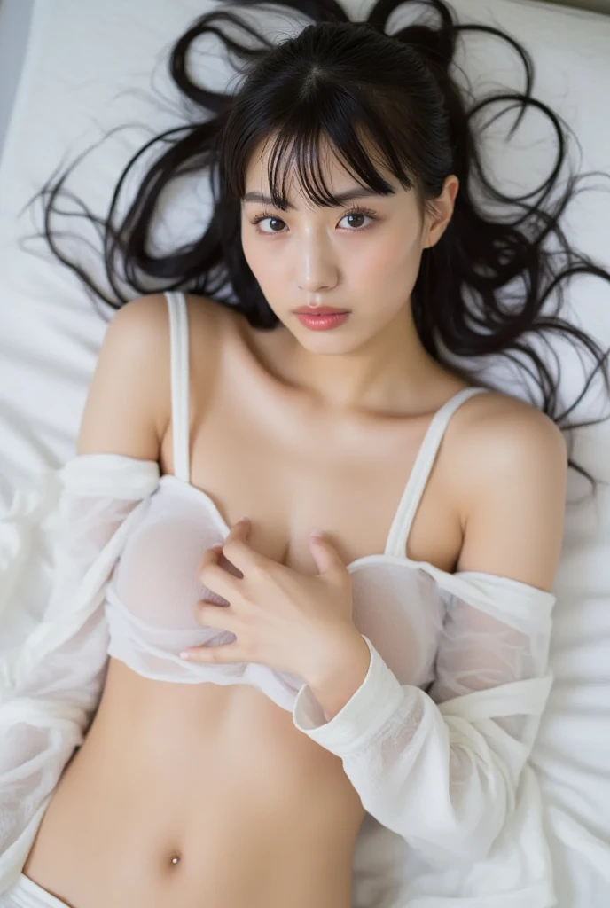 Best-quality, Masterpiece, Ultra-High-Resolution, (Photorealistic:1.4), Raw-Photo, Extremely-Details, Perfect-Anatomy, 

at midnight, in room, on bed, 

1girl, 18-years-old, the most popular Japanese idol, smoking weed, high on cocaine, completely drunk, wearing only pajama, detailed many empty liquor bottles on bed, detailed cocaine a little on bed, detailed weed joint on bed, 

detailed extremely cute face, detailed extremely beautiful big black solid circle eyes, detailed extremely beautiful realistic skins, detailed extremely beautiful hair, detailed extremely beautiful perfect body, detailed extremely perfect five-fingers, detailed pajama