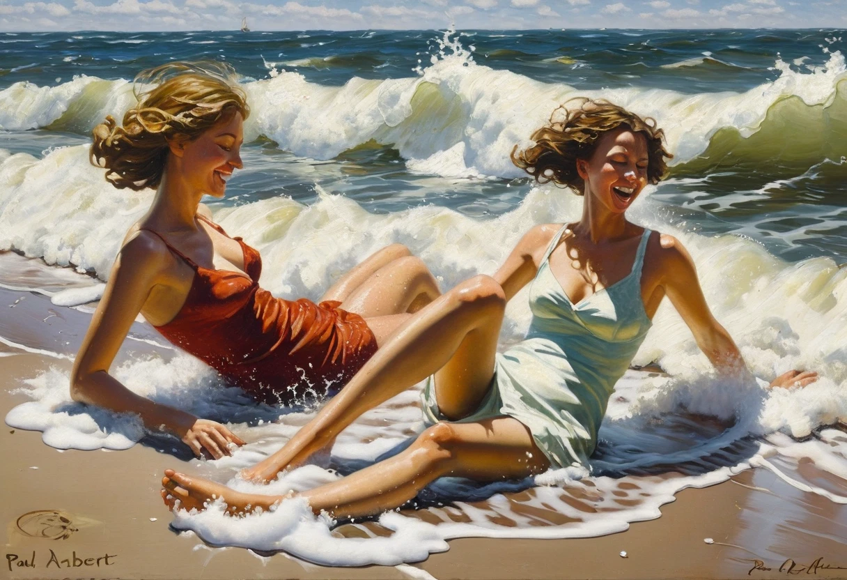 2GIRL affectionate, they kiss,(photorealistic:1.9), (photorealistic style:1.9), (hyperrealistic), (complexity). Incredible photorealistic portrait of two beautiful women, (((1woman long blonde hair, small breasts, slim))), (((1woman long black hair, curly hair, medium breasts))) spectacular tropical beach background, dynamic pose, immersed in the water swimming, body up to the shoulders in the water,(masterpiece: 1.3), (best quality: 1.3), (very aesthetic: 1.3), (absurdities: 1.3), (detailed background), newest, AI generated, (realistic: 1.9), [[(ultra detail high: 1.1), (sharp focus: 1.1), (refined edges: 1.1), (HD clarity: 1.1), (precise details: 1.2), (rich texture): 0.3], (sharp details), (more micro details, more small details: 1.3)], ((high definition eyes: 1.2), (realistic eyelashes: 1.2), (soft eye shading), (precisely defined iris: 1.1), precise details, precise micro detailed eyes), 2women: (((1woman long blonde hair, small breasts, thin))), (((1woman long black hair, curly hair, medium breasts))), Kaffe Fassett style, Stephen Mackey style, sexy dress {{{,{pussy, spreads pussy, cum, cum in pussy, masterbation, straddling and}}}, cute and ultra detailed skin, sketch}}},,}}}, inspired by the art of Bill Sienkiewicz and Dave McKean
