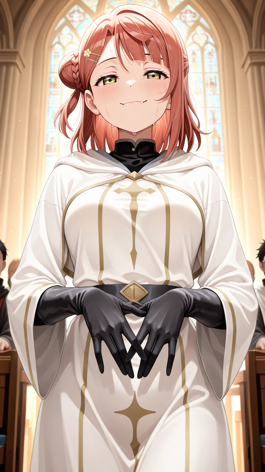 anime image of two women dressed nun posing for a picture like Nun clothing in summer, short hair, a girl in church, anime fantasy illustration, from the azur lane videogame, genshin, nun dress detailed art, two beautiful anime girls, mother and child, symbol of maternal love, happy, mother and child, such as photos of mother and child