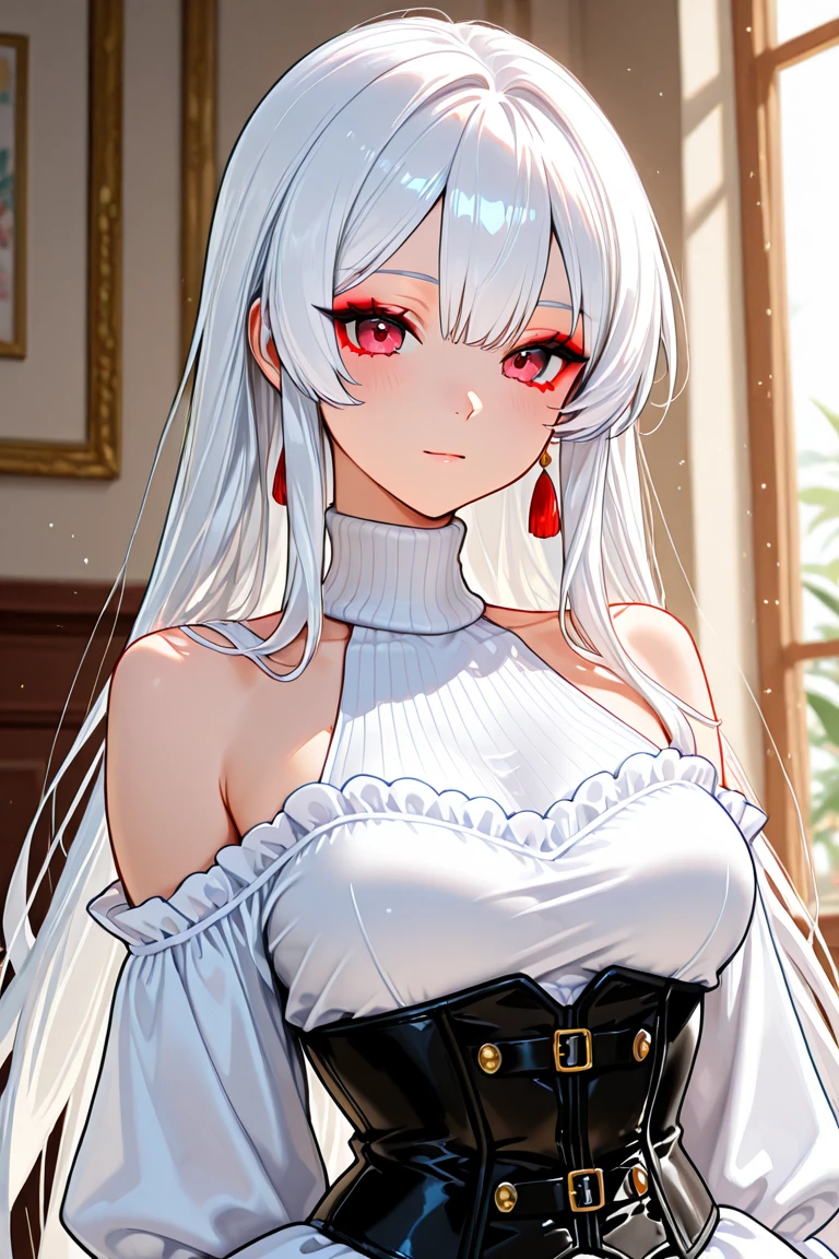 (masterpiece, best quality), intricate details,
1girl, <lora:mirajane_strauss_v1:0.8> aamira, long hair, bangs pinned back, topknot, forehead, choker, bare shoulder, cleavage, red dress, frilled dress, bow, sleeveless,