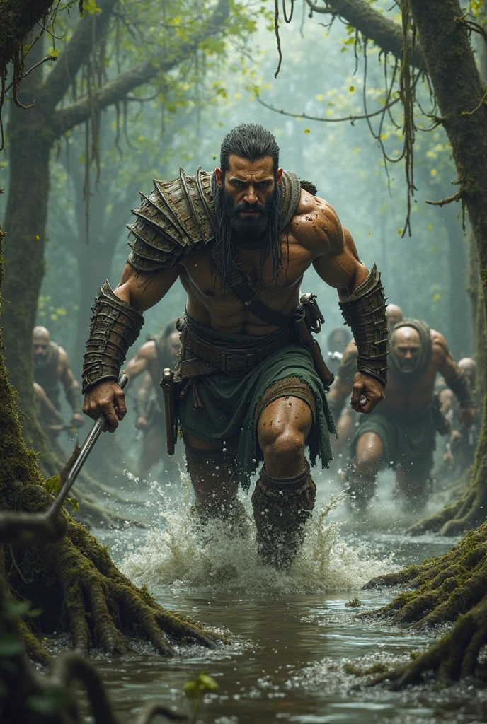 , raw photo of groo_the_wanderer, running for a fight, swords drawn, excited, highly detailed photography, insanely detailed, ((sharp focus)), intricate, natural lighting, high quality, 4k, cover photo, octane render, soft, natural, volumetric, cinematic, perfect light, masterpiece, 8k artistic photography, digital matte painting