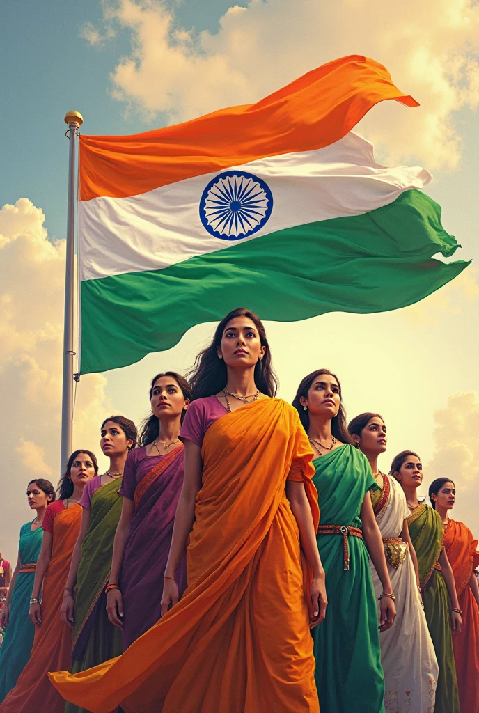 Ladies with indian flag