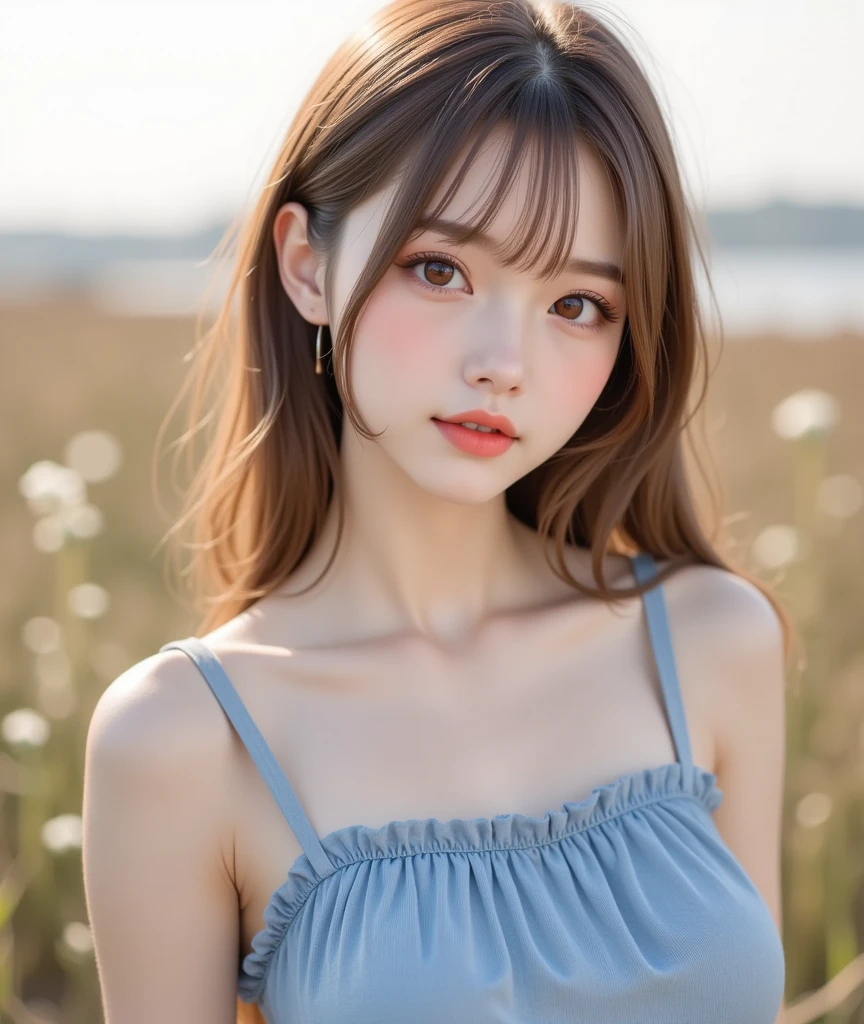 ((masterpiece: 1.3),8k, Realistic, RAW Photos, Highest quality: 1.4),whole body、 (One Girl), beautiful顔, (Realistic Face), (Brown long hair: 1.3), bangs, Perfect dynamic composition,(High quality with attention to detail, Realistic depiction of eyes:1.3)、(((大きなsmile、cheekを赤らめる、Bans、Tightening of the lower back、Thin thighs、Small Ass、beautifulbangs、Look at the audience、necklace、earNipple Ring、Watching from Above、Blue sky、cloud、grassland、Lying in the steppe)))、 profile、21talent、beauty、Well-formed face、Even out the eyes、Banditium Build、Balanced ratio、beautiful足、Fresh face、beautiful景色、beautifulヘアスタイル, (bangs), (smile), smile, Realistic eyes, Gloss, highlight, highlight in the Eyes, eyelash, 目の中のbeautifulディテール, (Realistic Skin), Shooting from the air、beautiful肌, Transparency、(beautiful)、 smile, teeth, Confused, charm, 超High resolution, Ultra-realistic, High resolution, Golden Ratio, clear eyes, Wet, Looking into the camera, ear, Shine, Long neck, double eyelid, Thin eyebrows、Big eyes, cheek, kind character, charm personality, kind, 圧倒的なcharm, bright personality