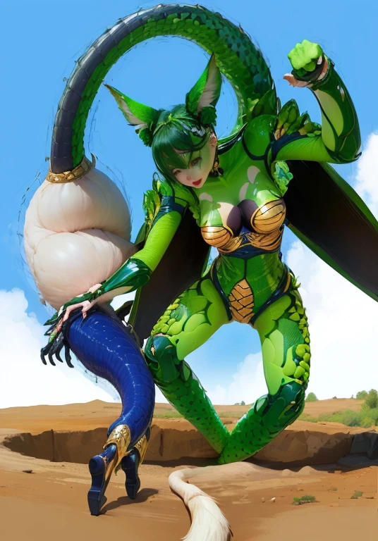 Female idol covered in geckos（Cute costumes、）、Looks fun、full body Esbian、、