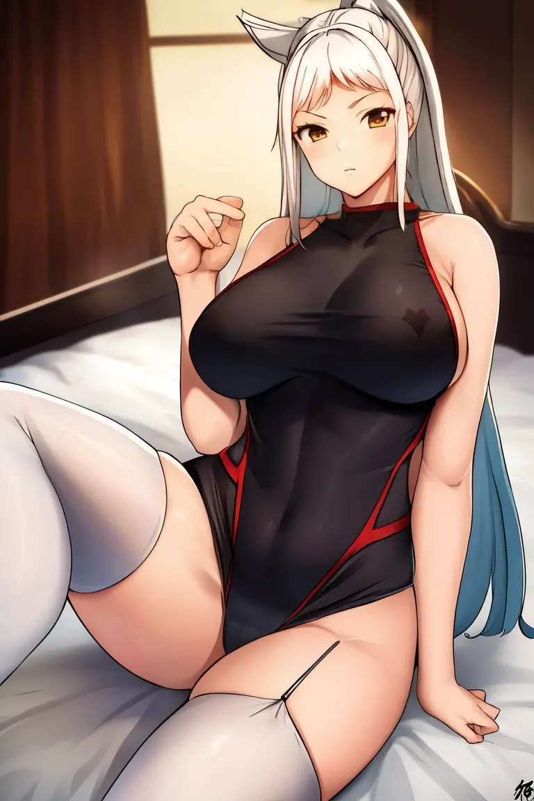 masterpiece, 最high quality, high quality,
looking at the viewer,
1 female, onpiece.yamato.bed、big breasts、stockings